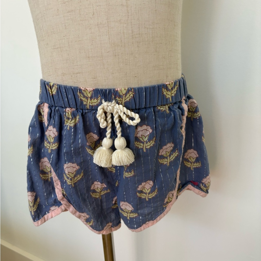 Pink Chicken Blue Floral High Waist Shorts